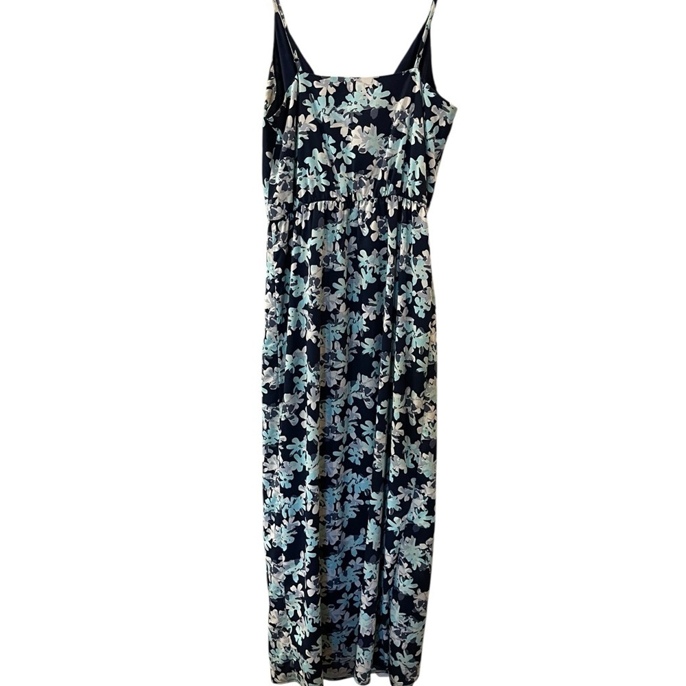 Banana Republic Faux Wrap Maxi Dress Floral Print Navy & Mint Size: 4 Petite - Picture 9 of 12